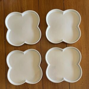 Set of Four White Clover Shaped Dessert Plates by IKEA